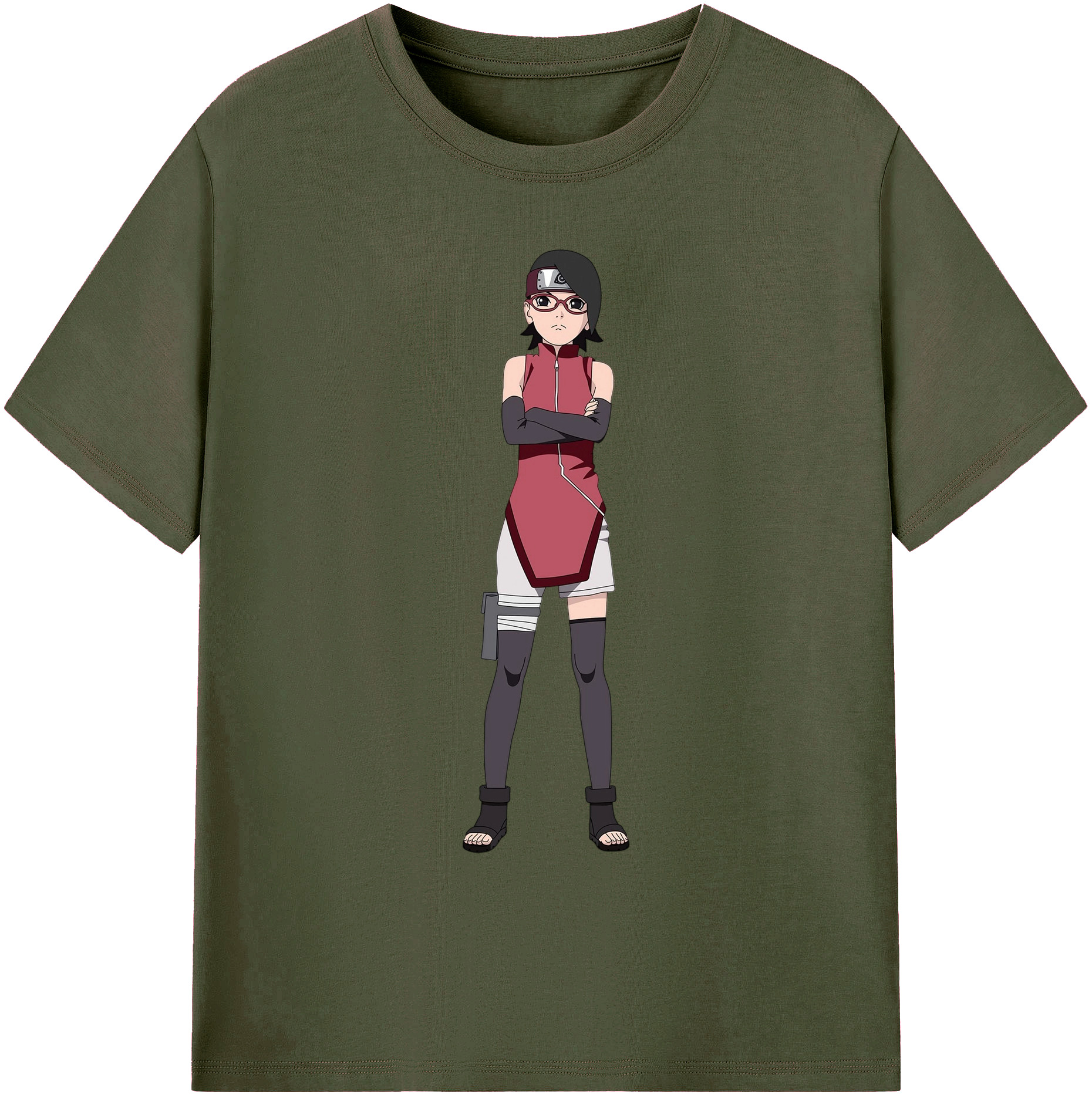 （画像用） NARUTO -ナルト- うちは サラダ Uchiha Sarada 綿100％ メンズ半袖Tシャツ｜肌触りやわらか＆通気性